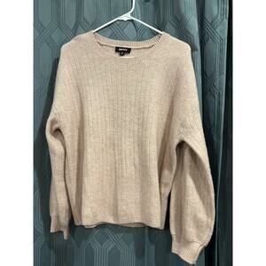 DKNY Cashmere Blend Sweater Pink Long Sleeve Crew Ribbed Neck Sz M